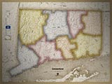 Connecticut Antique Style Map
