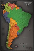 South America Cool Colors Map