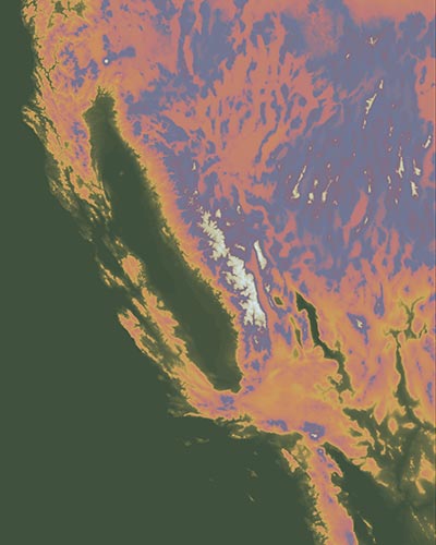 Colored DEM for Topographic Map of California