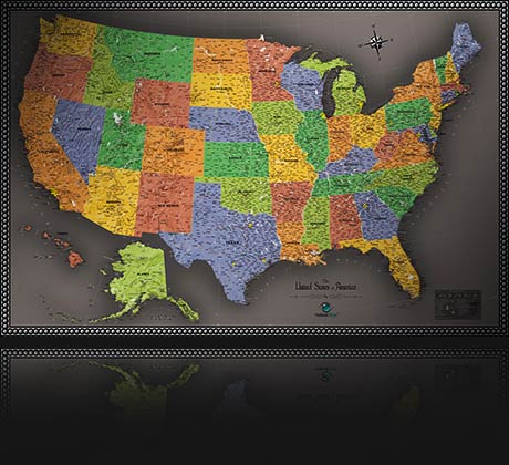 USA Dark Color Political Map
