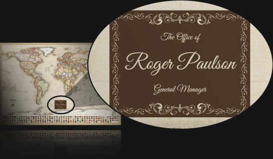 Personalized World Antique Map to Display in Office