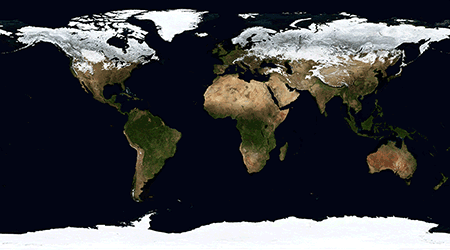Twelve month season animation of satellite image of world from NASA blue marble next generation