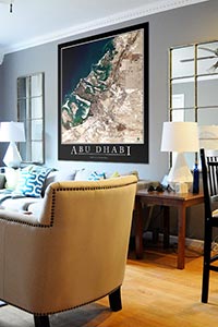 Abu Dhabi Aerial Map as Home Decor