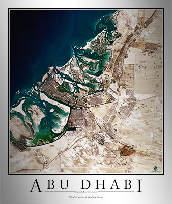 Aerial Image Satellite Map of Abu Dhabi Poster