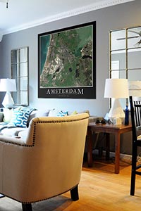 Amsterdam Aerial Map as Home Decor