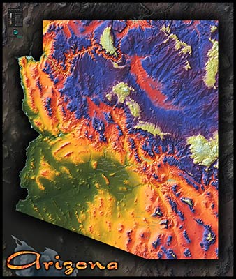 Topographic Physical Wall Map of Arizona