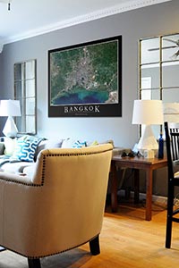 Bangkok Aerial Map as Home Decor