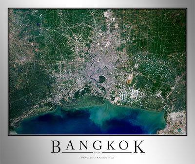 Aerial Image Satellite Map of Bangkok Poster