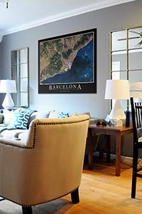 Barcelona Aerial Map as Home Decor