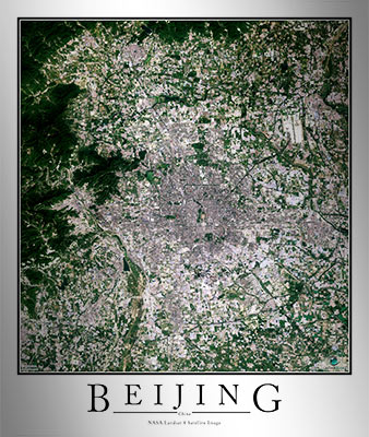 Aerial Image Satellite Map of Beijing Poster