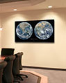 Business Conference Room with Poster of World in Space