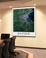 Business Conference Room with Satellite Image of Boston