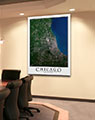 Business Conference Room with Satellite Image of Chicago