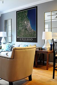 Chicago Aerial Map as Home Decor