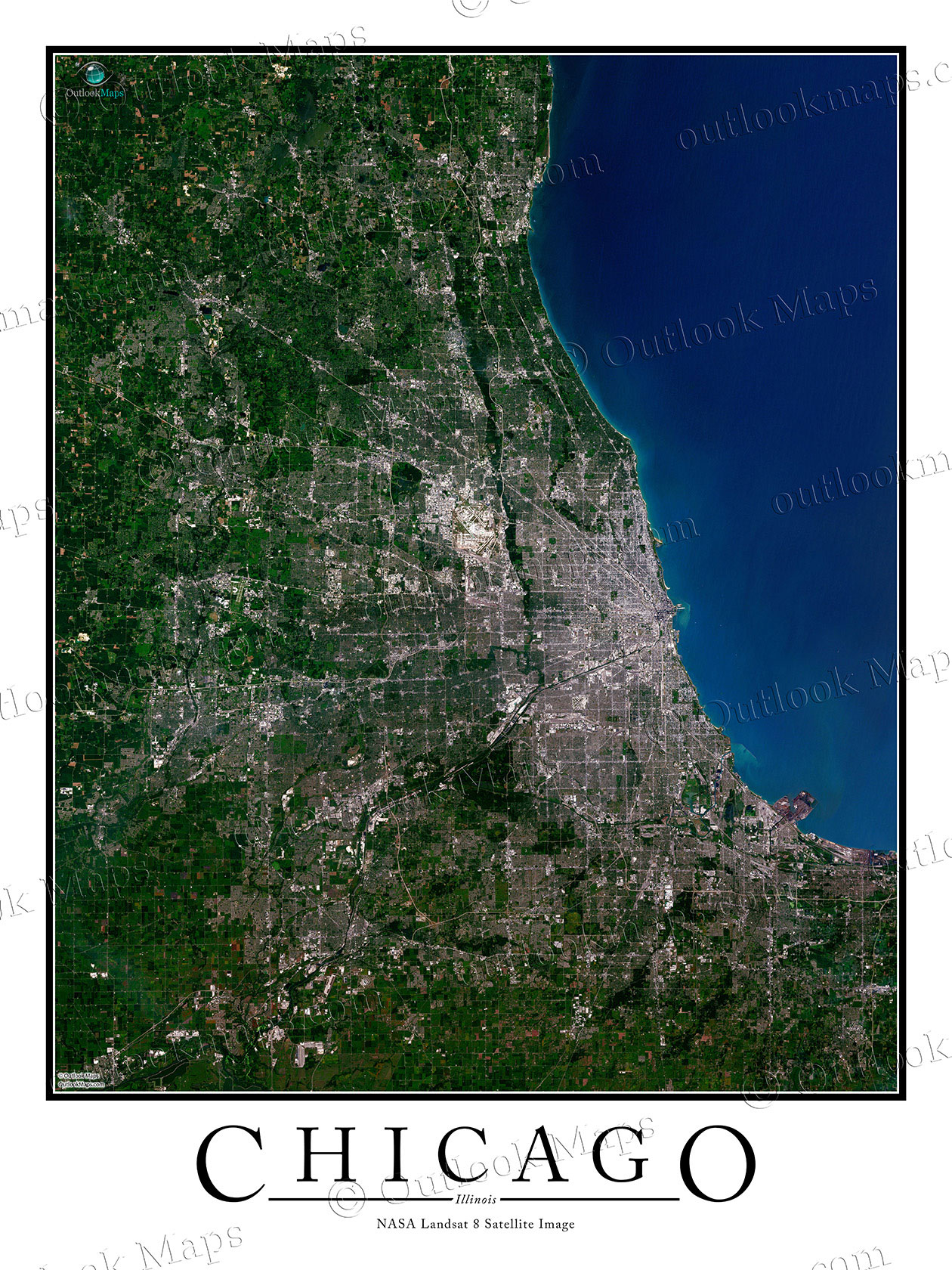 map of chicago neighborhoods poster