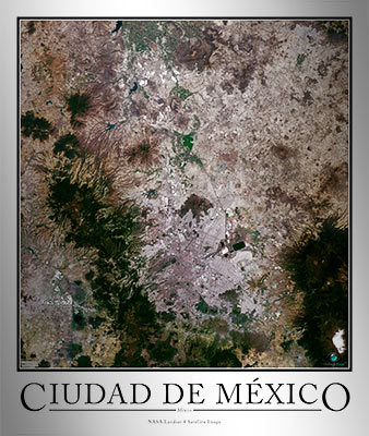 Aerial Image Satellite Map of Ciudad de Mexico Poster