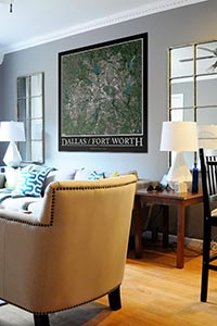 Dallas Ft Worth Aerial Map as Home Decor