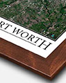 Dallas Fort Worth City Wall Map with Walnut Wood Frame