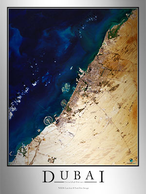 Aerial Image Satellite Map of Dubai Poster