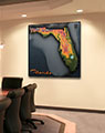 Business Conference Room with Wall Map of Florida Topography