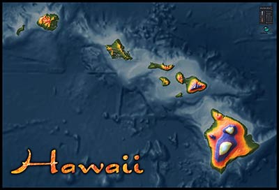 Physical Wall Map of Hawaii Topography