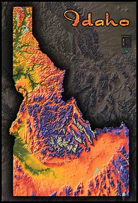 Topographic Idaho Physical Wall Map