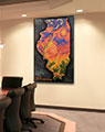 Business Conference Room with Topographical Illinois Map