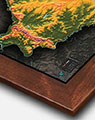 3D Illinois Elevation Map with Walnut Wood Frame