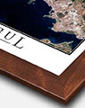 Istanbul City Wall Map with Walnut Wood Frame
