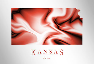Artistic Poster of Kansas Map