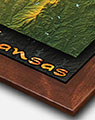 Physical Wall Map of Kansas with Walnut Wood Frame