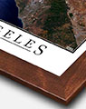 Los Angeles Satellite Map with Walnut Wood Frame