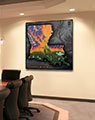 Business Conference Room with Wall Map of Louisiana Topography