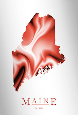 Artistic Poster of Maine Map