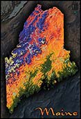 Topographic Physical Wall Map of Maine