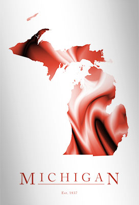 Artistic Poster of Michigan Map