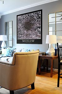 Moscow Aerial Map as Home Decor