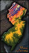 Topographic Physical Wall Map of New Jersey