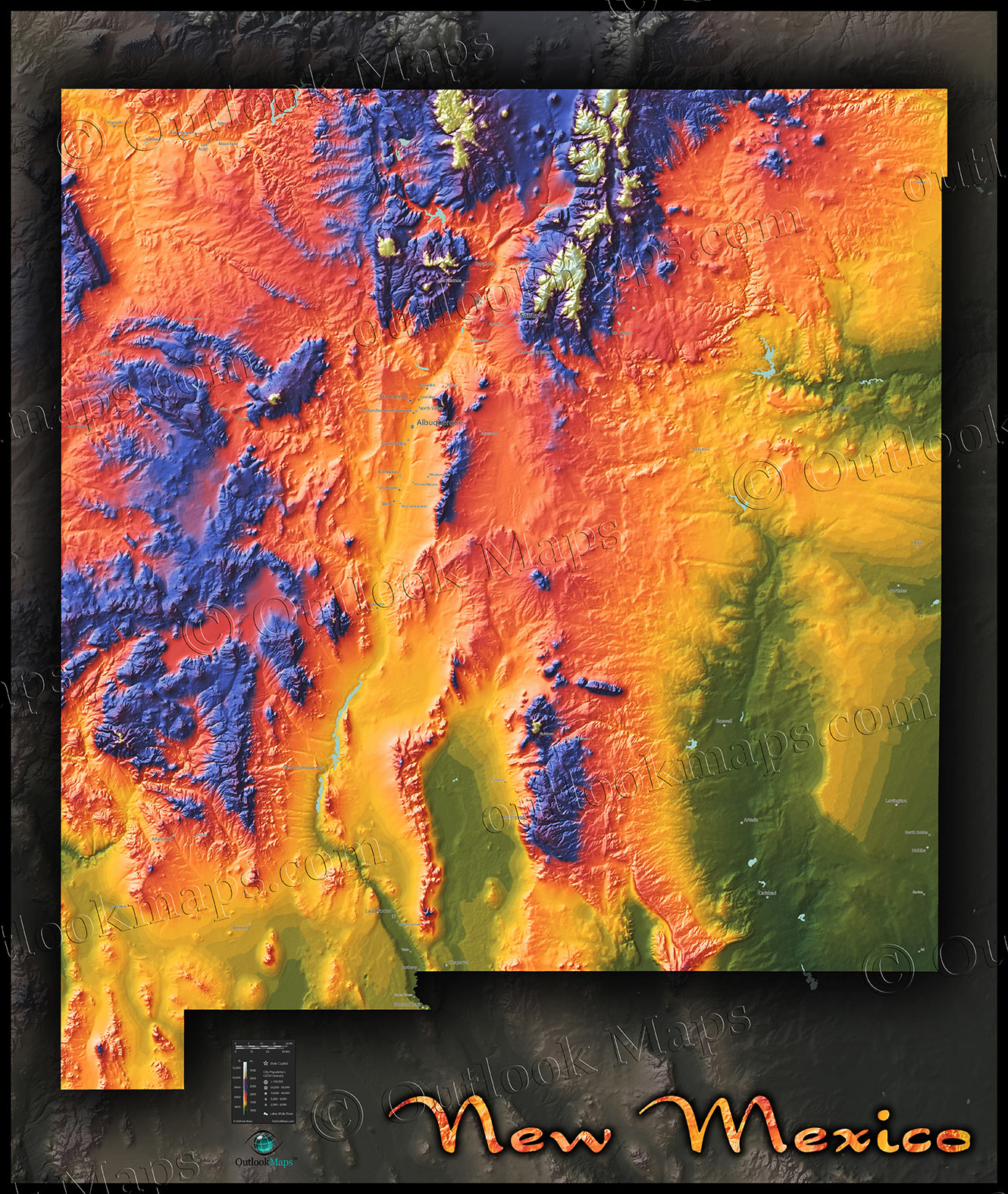 New Mexico Elevation Map - Zone Map