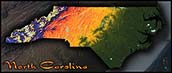 North Carolina Topographic Physical Wall Map