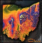 Topographic Ohio Physical Wall Map