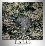 Aerial Image Satellite Map of Paris Poster