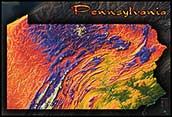 Pennsylvania Topographic Physical Wall Map