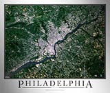 Aerial Image Satellite Map of Philadelphia Area Poster