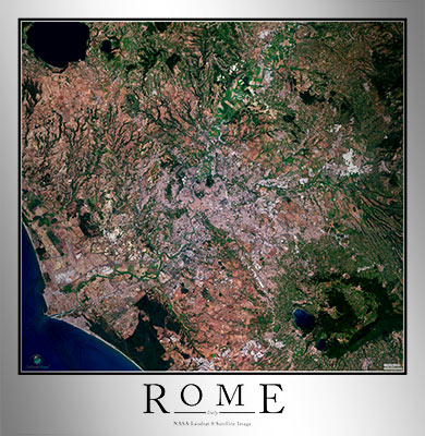 Aerial Image Satellite Map of Rome Poster