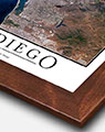 Aerial Image of San Diego with Walnut Wood Frame