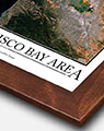 Satellite Image of San Francisco with Walnut Wood Frame