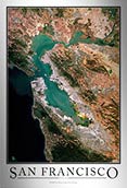 Aerial Image Satellite Map of San Francisco Poster