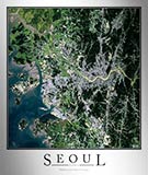 Aerial Image Satellite Map of Seoul Poster