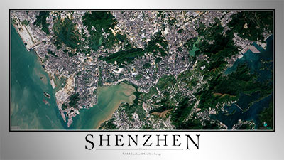 Aerial Image Satellite Map of Shenzhen Poster